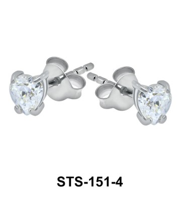 CZ Heart 4mm. Stud Earrings STS-151-4